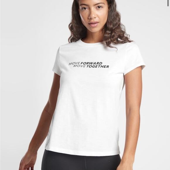 Athleta Move Forward Move Together White Daily Crewneck T-shirt Size Medium - Picture 1 of 6